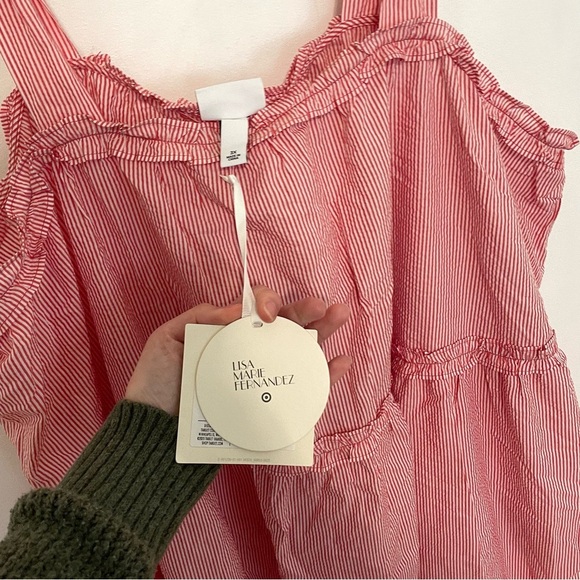 NEW NWT LISA MARIE FERNANDEZ TARGET Plus Size Seersucker Tie Strap Dress Striped - Picture 7 of 16